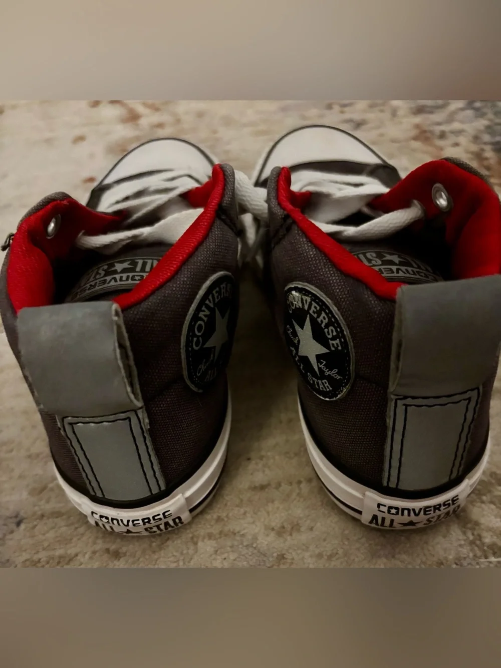 Converse All Star Gray/Red High Top Kids Sneakers